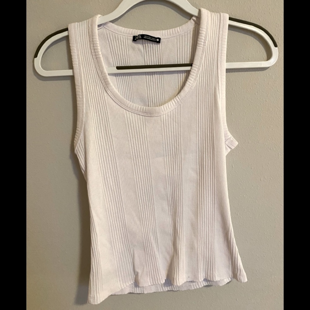 White ribbed cropped Zara Tank